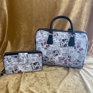 Mickey And Minnie Newspaper Print Purse